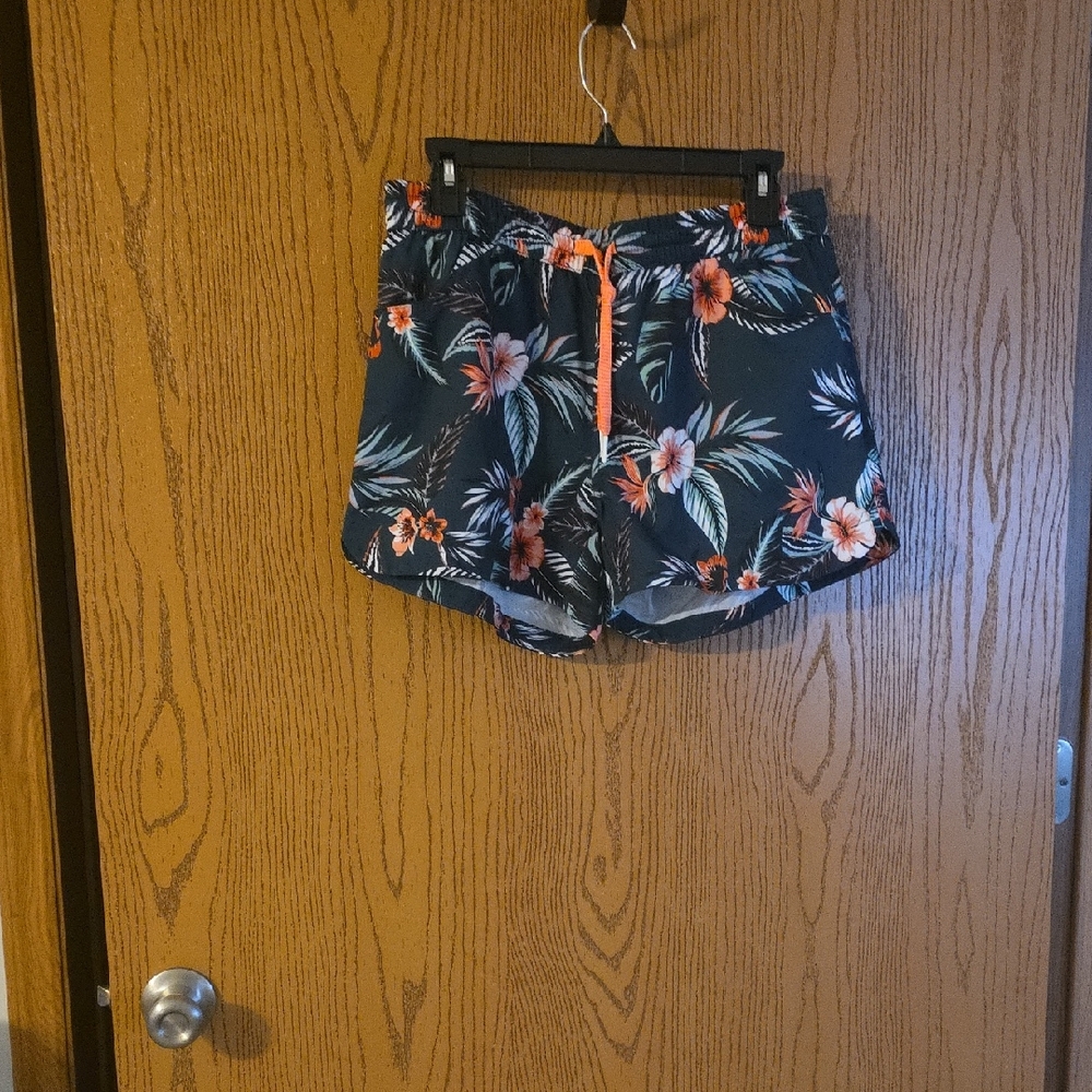 Floral Women's Shorts - Blue and Orange